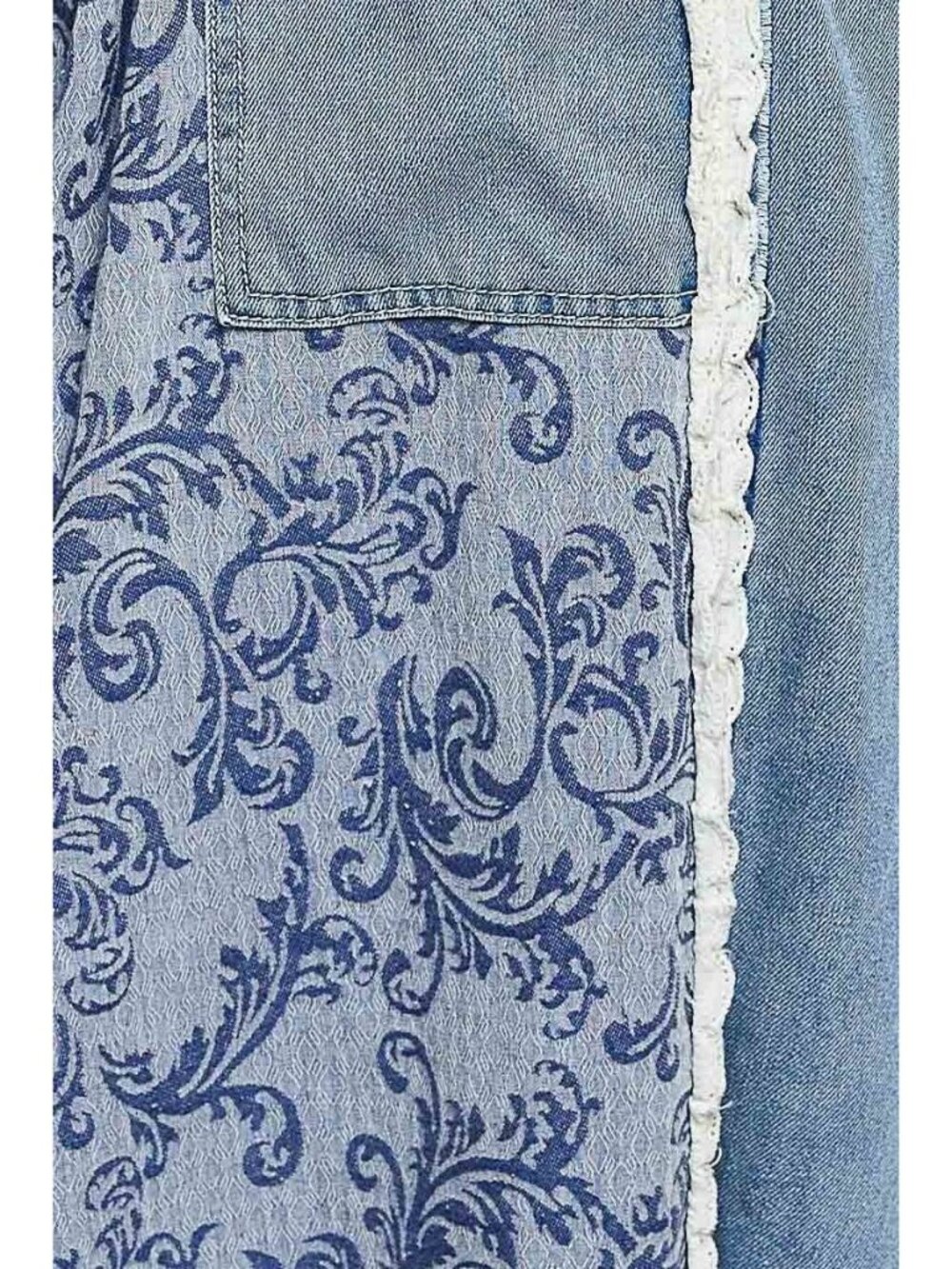 POL Bluebell Manor Patchwork Joggers in Denim - Picture 8 of 9